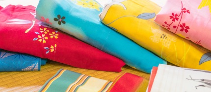 Free rentals of colorful yukata for female guests